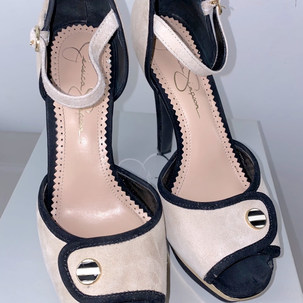 Jessica Simpson suede colorblock heels Sz 9